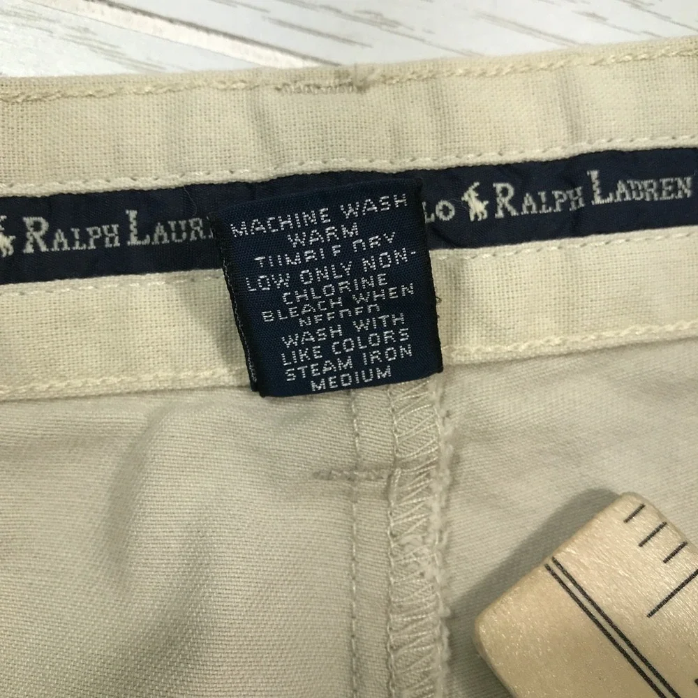 Vintage Polo Ralph Lauren Chino Pants 40x30 Beige Heavy Twill Cotton Pleated 90s
